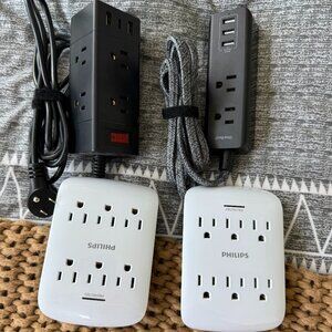 ⚡ Tech Power Bundle — Philips, One Beat, and Tower Surge Protectors (4 Total)